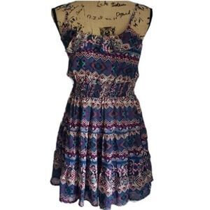 Delia's Blue Purple Boho Aztec Mini Dress size XS